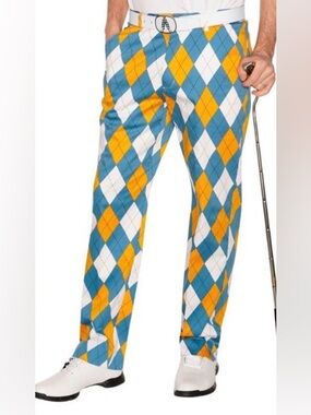 Royal & Awesome Men’s Argyle Golf Pants 34/30